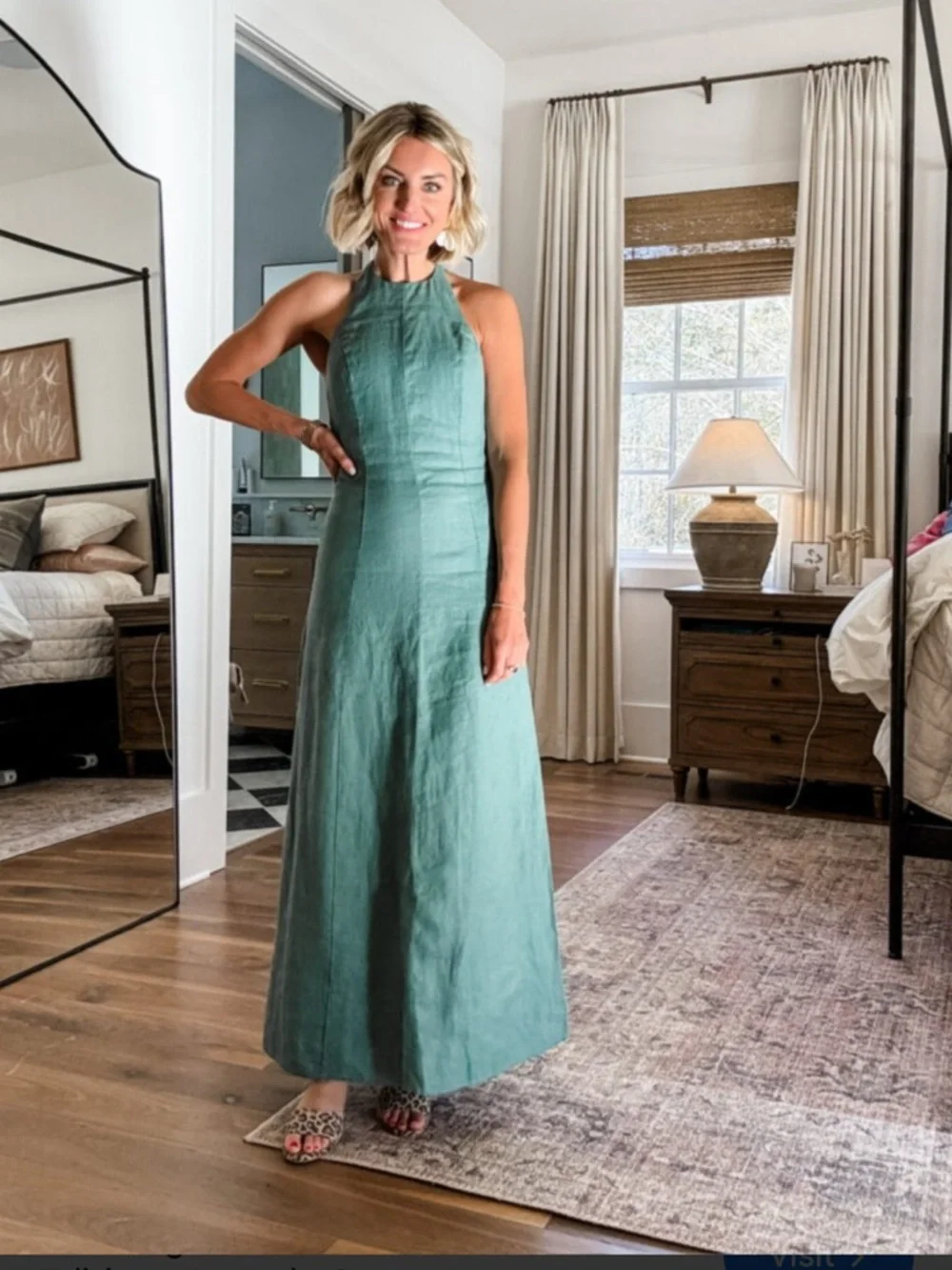 Abercrombie & Fitch Premium Linen High-Neck Maxi Dress - Picture 2 of 6